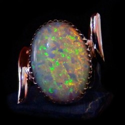 Silber 925 Ring für Frau Opal Cabochon weiß Größe 16 1/2