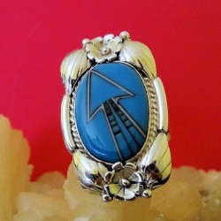 Navajo Damen Silberring Mit Cabochon Farbe nach Wahl