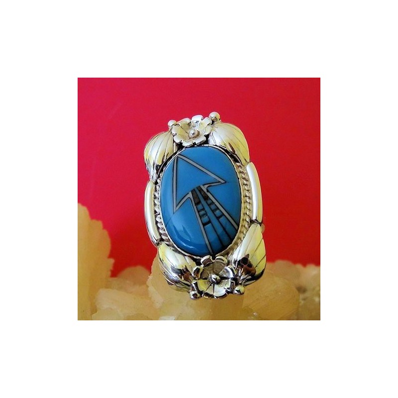 Bague Argent Navajo Pour Femme Cabochon Couleur au Choix