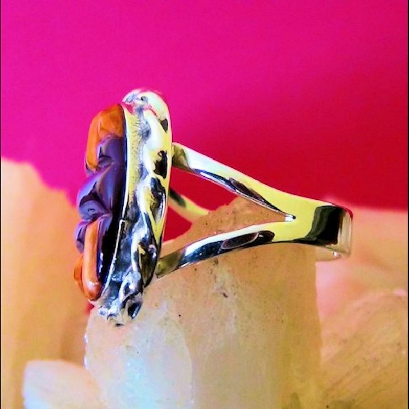 Spiny Oyster Overlay Sterlingsilver Ring For Woman