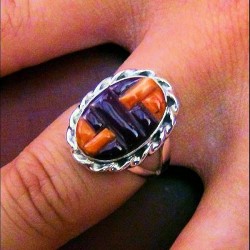 Spiny Oyster Overlay Sterlingsilver Ring For Woman