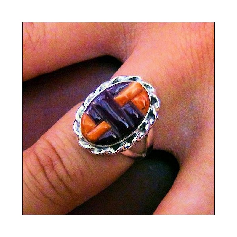 Spiny Oyster Overlay Sterlingsilver Ring For Woman