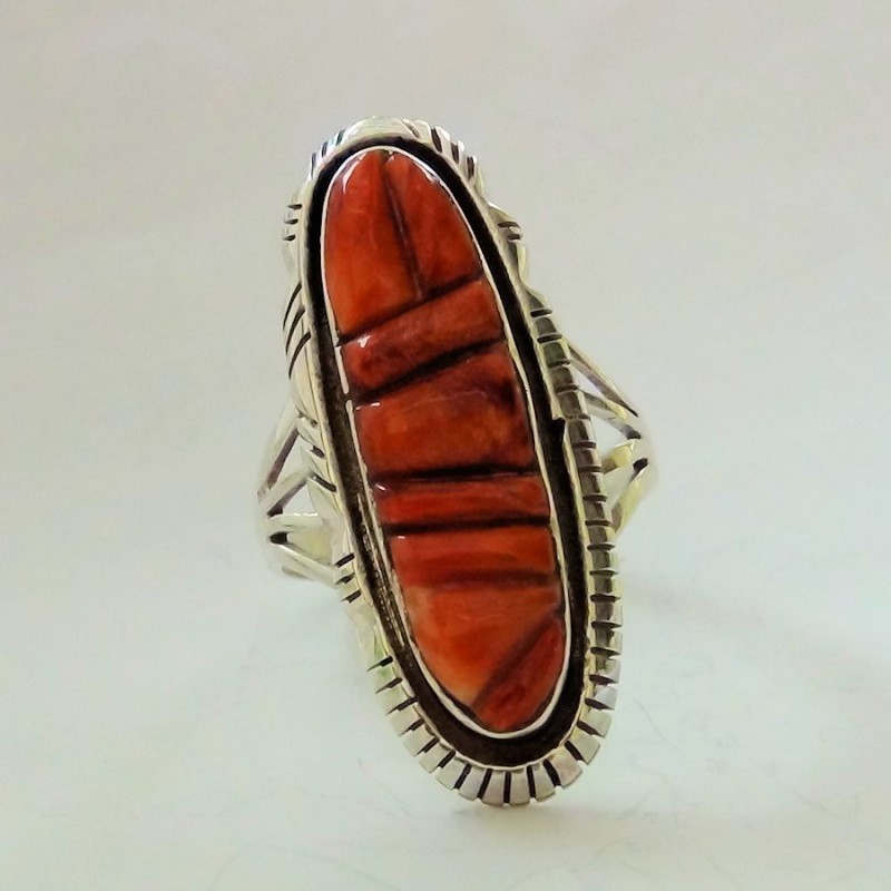Bague Amerindienne Navajo Argent Corn Row Spondylus