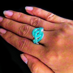 Turquoise Snake Sterlingsilver Ring For Woman