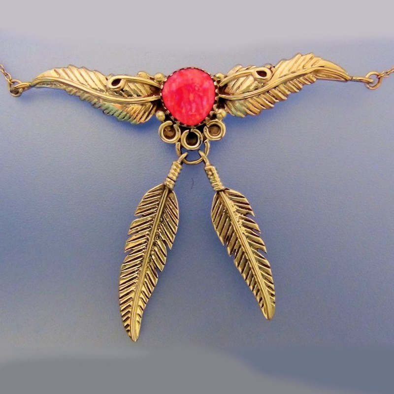 COLLIER ARGENT PLUMES ET OPALE