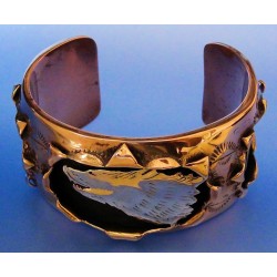 Bracelet Loup en Cuivre et Argent 925 Amerindien Shadow Box