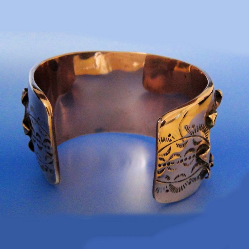 Bracelet Loup en Cuivre et Argent 925 Amerindien Shadow Box