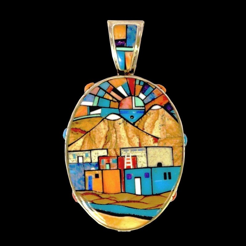 Pendentif Pueblo en Argent 925 Reversible Double Face