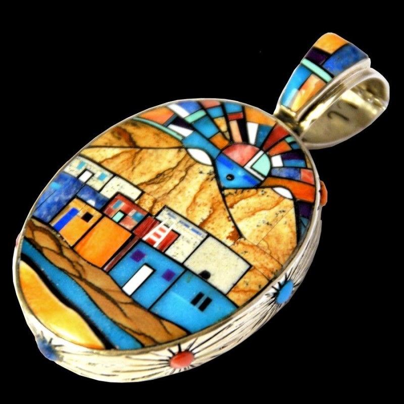 Reversible Zuni Pueblo Sterlingsilver Pendant