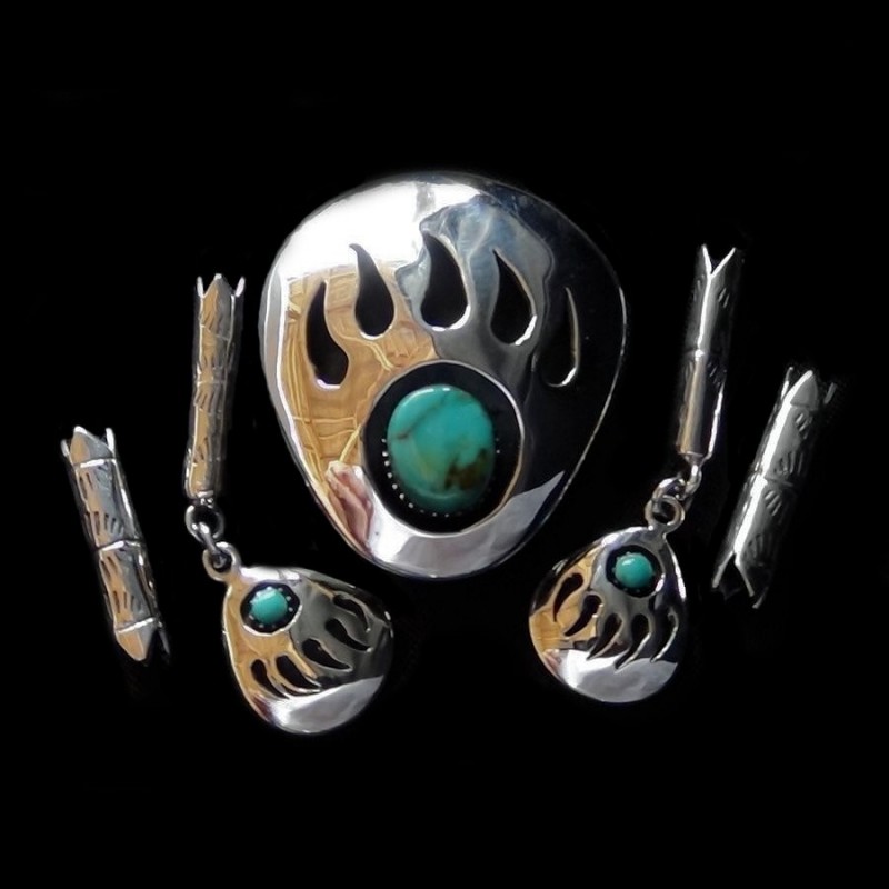 Bärentatze Silber Bolo-Tie Mit Türkis