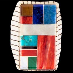 Navajo Rectangular Channel Inlay Sterlingsilver Ring For Man