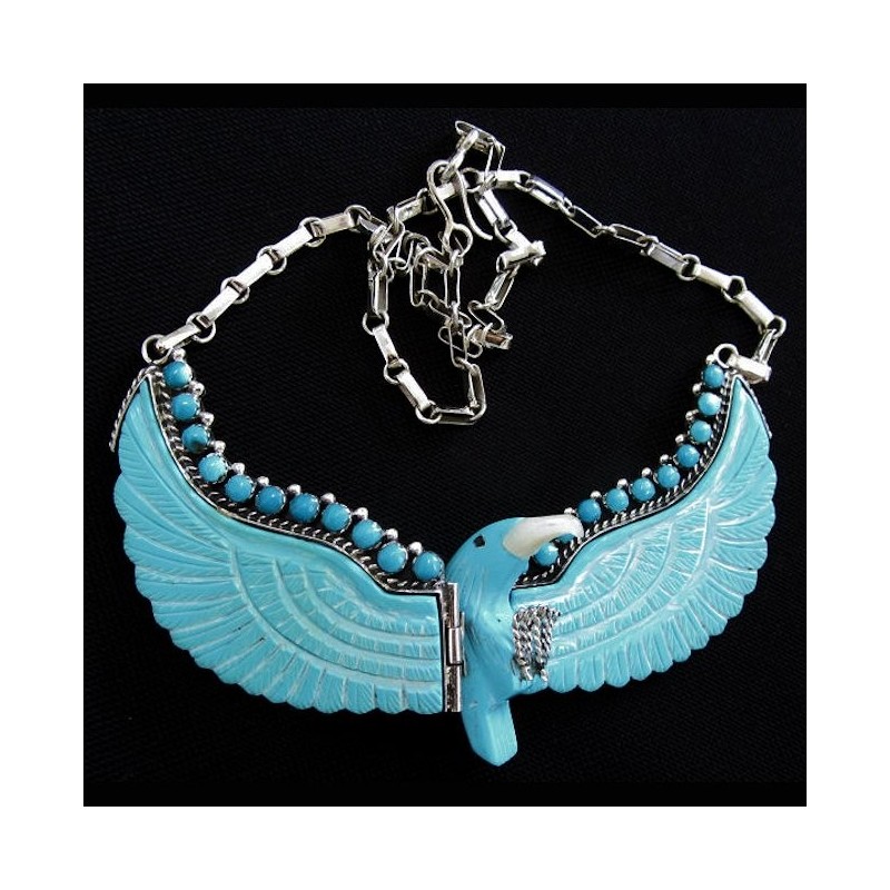 Adler Halskette Aus Silber 925 Mit Cabochons Farbe Farbe nach Wahl