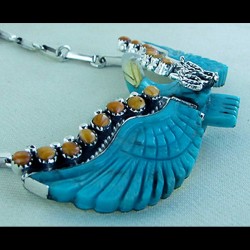 Eagle Sterlingsilver Necklace With Cabochons Color Choice