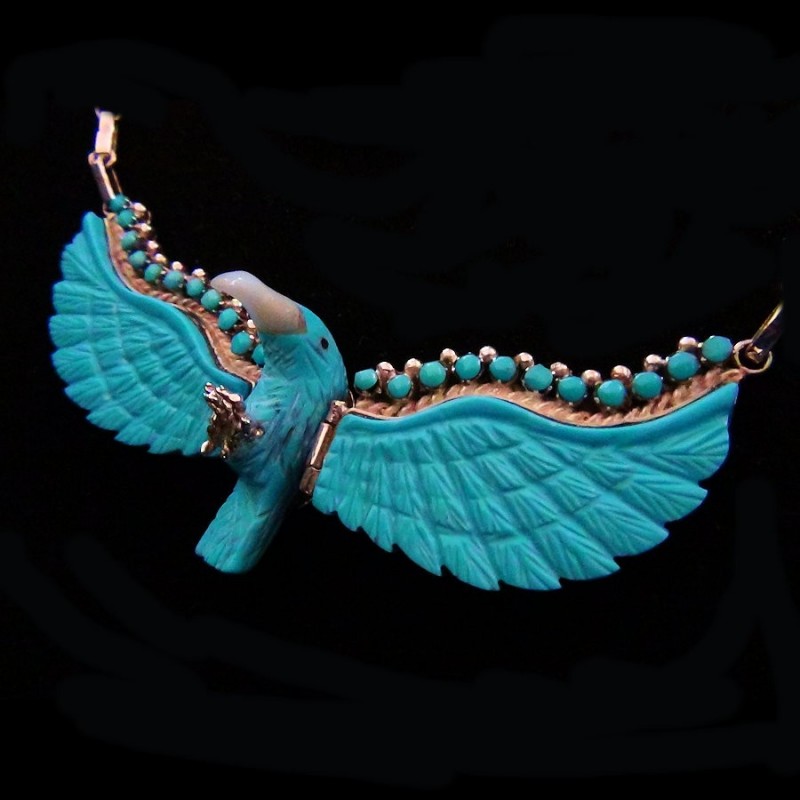 Adler Halskette Aus Silber 925 Mit Cabochons Farbe Farbe nach Wahl