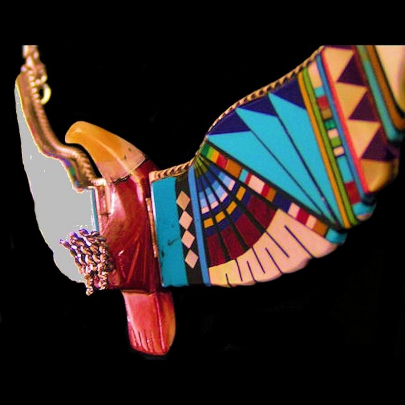 Collar Águila Stone-to-stone Inlay en Plata 925 y Piedras Semipreciosas