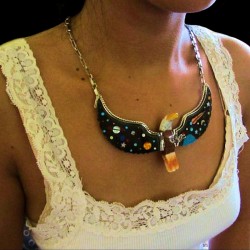 Collier Aigle Univers en Argent 925 et Pierres Semi Précieuses