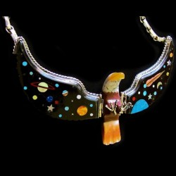 Collana Aquila Universo in Argento 925 e Pietre Semipreziose