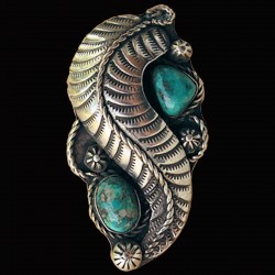 Feather 2 Turquoises Navajo Sterlingsilver Ring For Woman