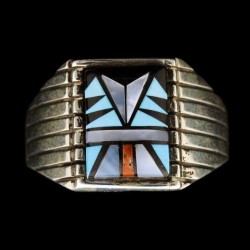 Arrow Head Navajo Rectangular Sterlingsilver Ring For Man
