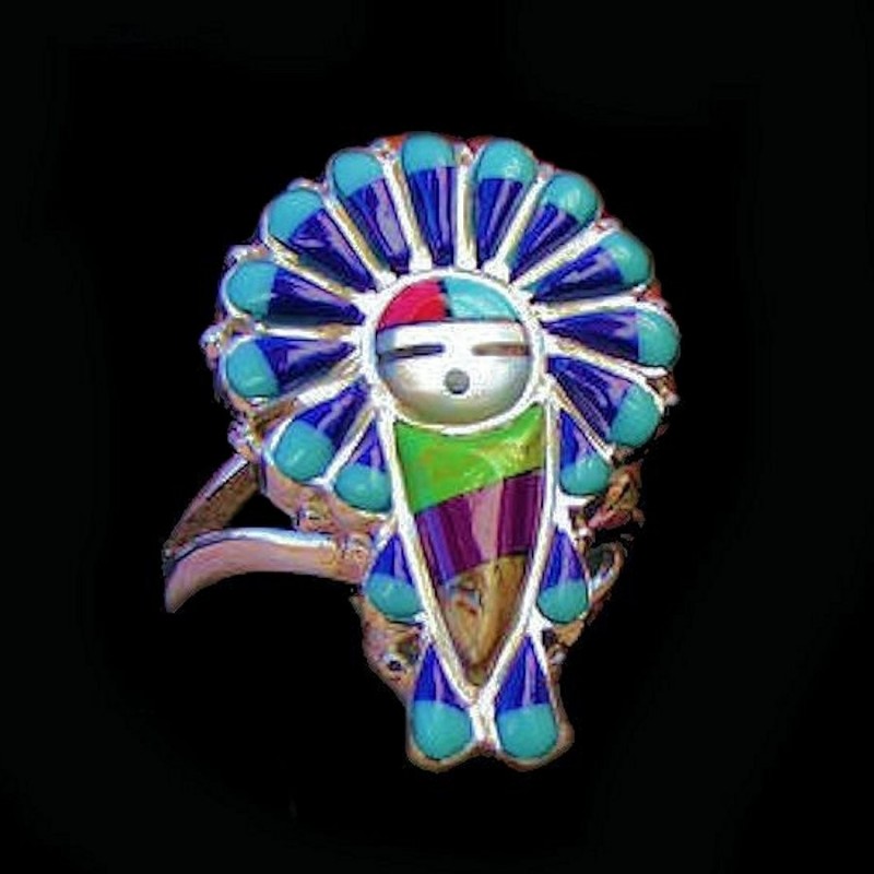 Anillo de Plata Zuni Sun God Para Mujer