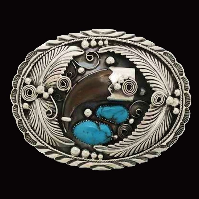 Cintura Fibbia Orso Orso in Argento 925 e 2 turchesi