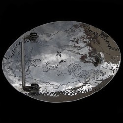 Gürtelschnalle Bärenklaue in 925er Silber und 2 Türkisen