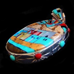 Zuni Pueblo Wendbarer Anhänger Aus Silber 925