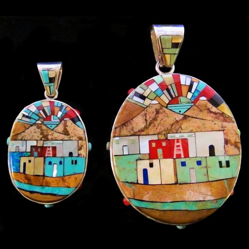 Zuni Pueblo Wendbarer Anhänger Aus Silber 925