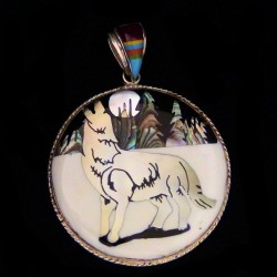 Heulender Wolf Sterlingsilber Anhänger Indianerschmuck