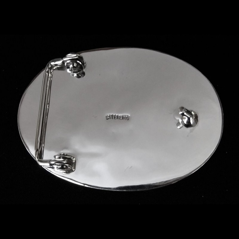 Fibbia per bisonte in madreperla e pietre d'argento 925