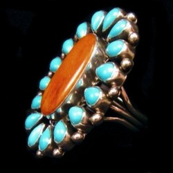 Muschel und Türkis Indianer Navajo Damenring