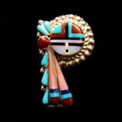 Anillo Zuni Sun God Joya de los nativos americanos en plata y piedras