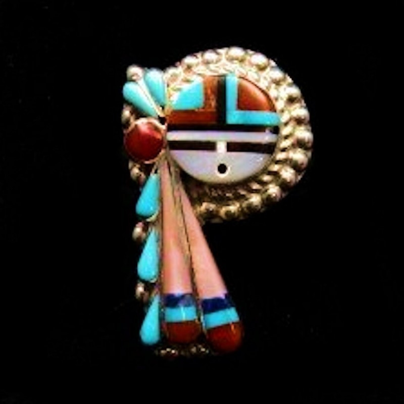Ring Sun God Zuni Juwel der amerikanischen Ureinwohner in Silber und Steinen