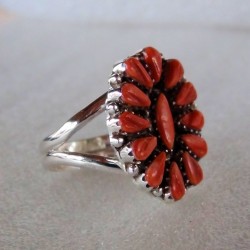 Bague Fleur en Argent et Couleur Pierre semi Précieuse au Choix