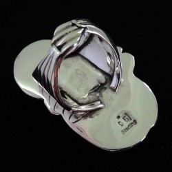 Anillo Navajo 2 turquesa y plumas cinceladas en plata 925 para Mujer