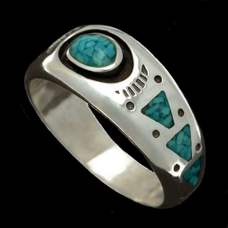 Anillo Navajo en Plata Color de su Elección