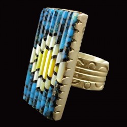 Native American Navajo Design Overlay Ring