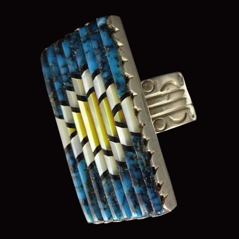 Anello di sovrapposizione di design Navajo di nativi americani