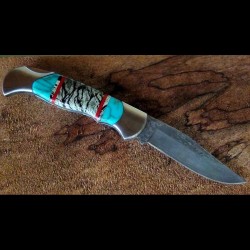Navaja con mango serpentino y turquesa