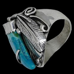 Bague Navajo en Argent 925 Griffe en Véritable Turquoise