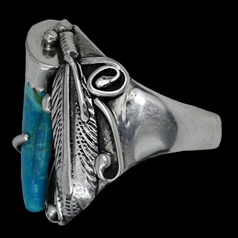 Bague Navajo en Argent 925 Griffe en Véritable Turquoise