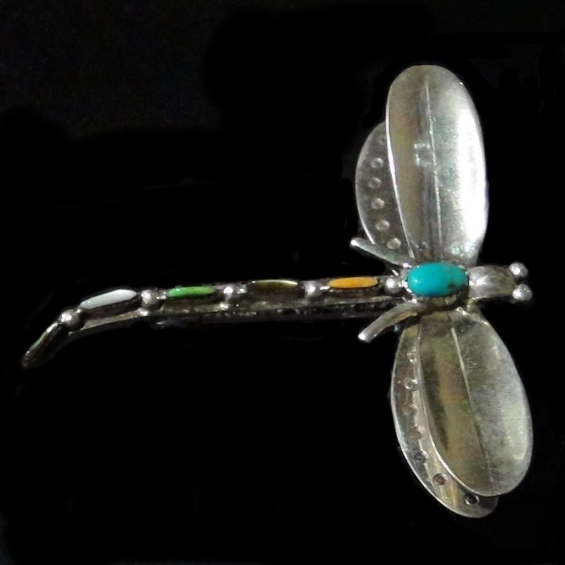 Libellenbrosche aus 925er Silber und Halbedelsteinen