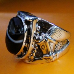Bague Fer à Cheval en Argent & Pierre Couleur au Choix
