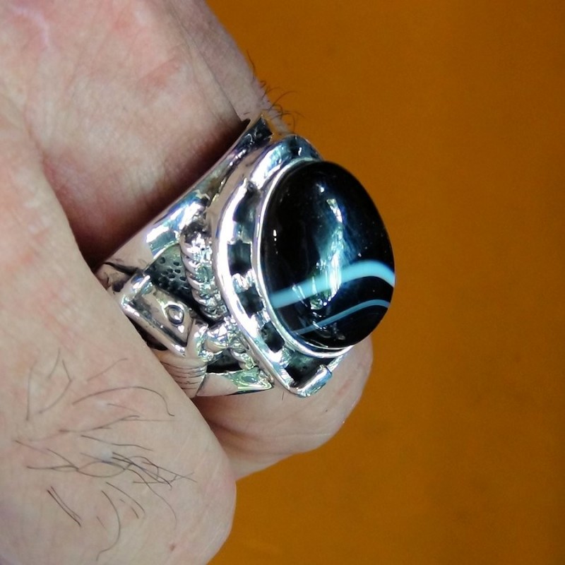 Hufeisen Ring Mit Edelstein Aus Silber 925