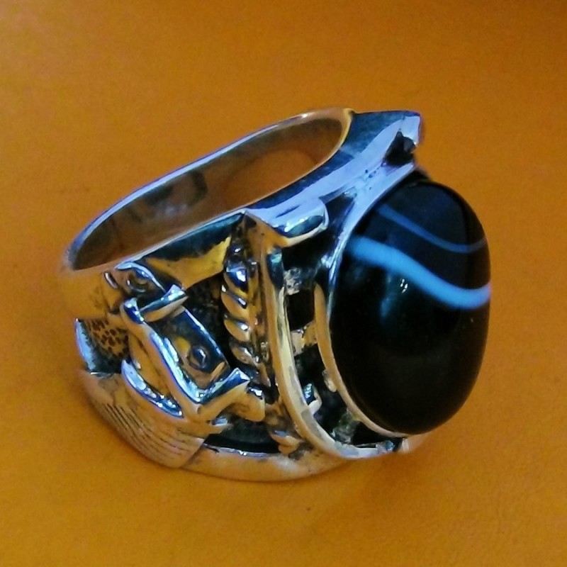 Bague Fer à Cheval en Argent & Pierre Couleur au Choix