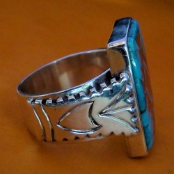 Navajo Sterlingsilver Ring Turquoise & Coral