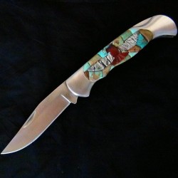 Coltello tascabile, coltello pieghevole mosaico turchese e Thunderbird