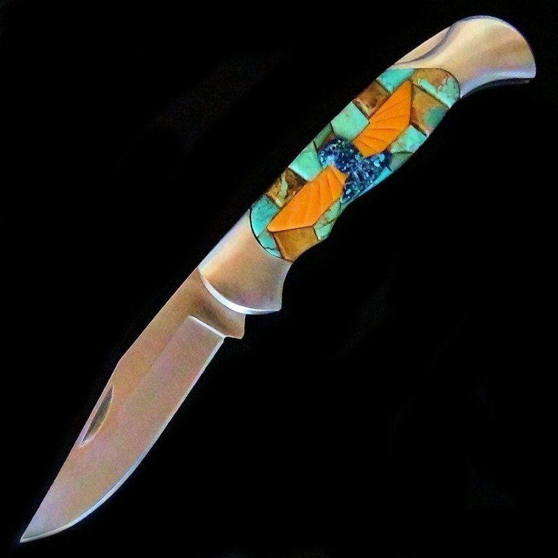 Taschenmesser, Türkis und Thunderbird Mosaik Klappmesser