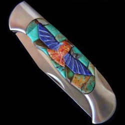 Thunderbird on Turquoise Inlay Folding Knife