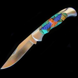 Couteau de Poche, Couteau pliant Mosaïque de Turquoise et Thunderbird